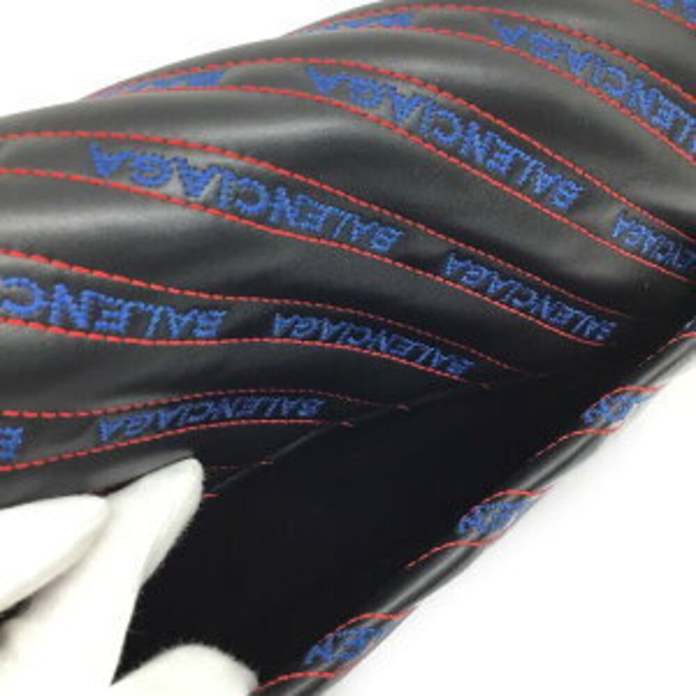 BALENCIAGA Round Chain Matelasse Shoulder Bag Leather Black - Picture 11 of 15